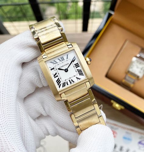 Cartier Tank Watch Woman Gold, Cartier Tank Francaise Gold, Cartier Tank Gold, Cartier Tank Watch, Cartier Watches Women, Cartier Gold, Cartier Tank Francaise, Rolex Watches Women, Tank Watch