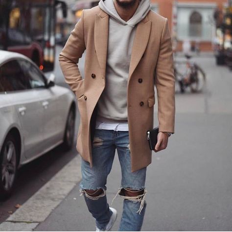 Mens Tan Peacoat Outfit, Tan Peacoat Outfit Men, Tan Peacoat Outfit, Mens Cocktail Outfit, Camel Coat Men, Peacoat Outfit Men, Tan Trench Coat Outfit, Peacoat Outfit, Tan Peacoat