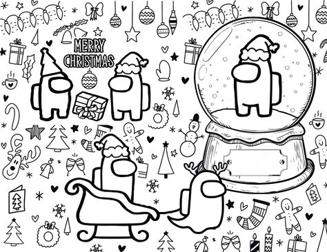 among us x christmas coloring sheet/ coloring page Cute Christmas Coloring Pages Aesthetic, Among Us Dibujos, Colouring Pages Christmas, Among Us Christmas, Among Us Coloring Pages, Among Us Coloring, Merry Christmas Coloring Pages, Christmas Coloring Pages For Kids, Christmas Colouring Pages