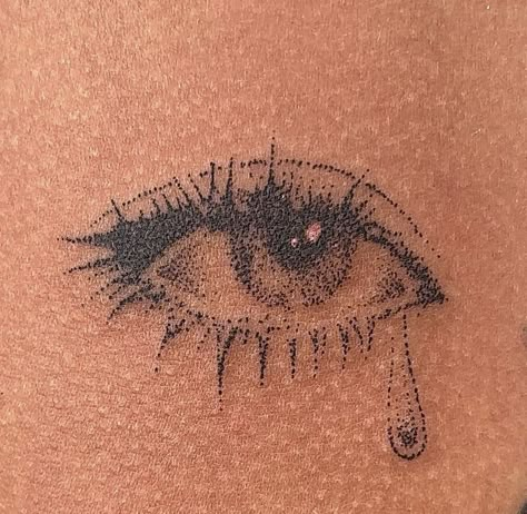 Teardrop Eye Tattoo, Cat Tattoo Grunge, Magic Eye Tattoo, Eyes On Back Tattoo, Dark Grunge Tattoos, Eye On Knee Tattoo, Dainty Eye Tattoo, Stick And Poke Eye Tattoo, Eye Tattoo Aesthetic