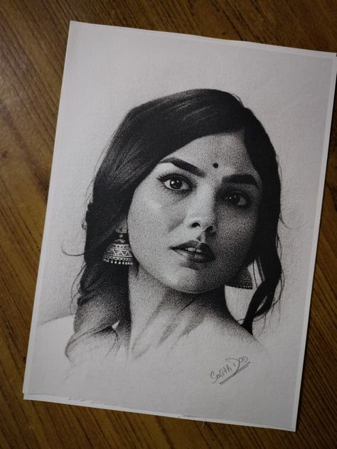 Sita ramam sketcg Mrunal Thakur Sketch, Sita Ramam Sketch, Sita Ramam Film Images Drawing, Easy Portrait, Easy Portrait Drawing, Sita Ramam, Charcoal Artwork, Sketch Images, Mrunal Thakur