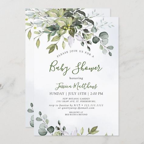 Watercolor Eucalyptus Greenery Baby Shower Invitation Size: 5" x 7". Gender: unisex. Age Group: adult. Material: Semi-Gloss. Virtual Baby Shower Invitation, Rustic Baby Shower Invitations, Bridal Brunch Invitations, Watercolor Eucalyptus, Floral Baby Shower Invitations, Brunch Invitations, Eucalyptus Greenery, Floral Bridal Shower Invitations, Virtual Baby Shower