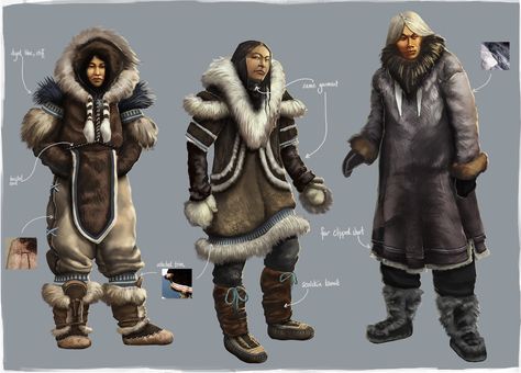 Inuit Clothing Men, Inuit Hairstyles, Inuit Character Design, Inuit Men, Inuit Clothing, Inuit Culture, Icewind Dale, Inuit People, Water Tribe