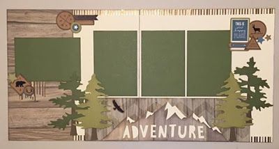 Fishing Scrapbooking Layouts Ideas, Oregon Scrapbook Layouts, Mountain Scrapbook Pages, Mountain Scrapbook, Scrapbook Mountains Ideas, Mountain Scrapbook Layouts, Hunting Scrapbook Pages, Cabin Scrapbook Layouts, Hunting Scrapbook Layouts