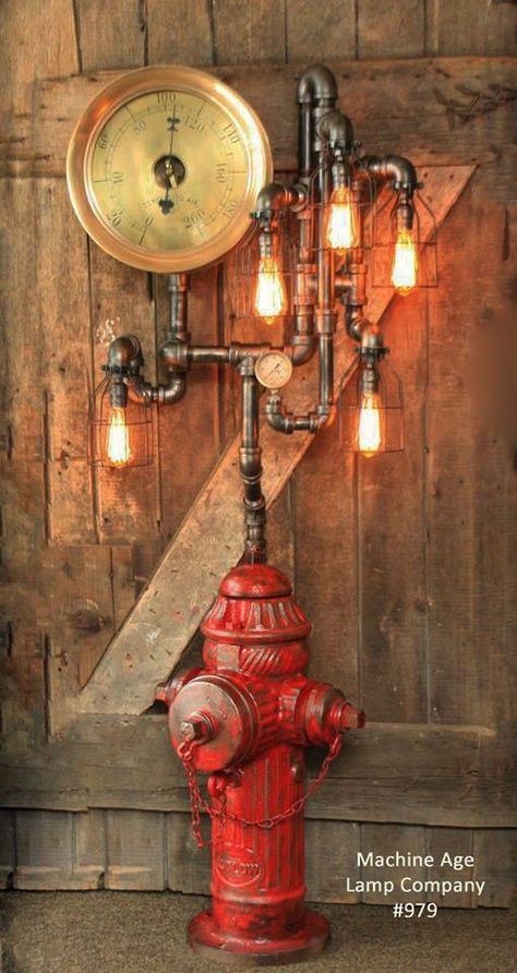 Steampunk Industrial Fire Hydrant, Steam Gauge Floor Lamp #979 Room Decor Ideas Bedroom, Trendy Room Decor, Steampunk Table Lamp, Steampunk Table, Indoor Floor Lamps, Best Desk Lamp, Trendy Room, Steampunk Lighting, Steampunk Industrial