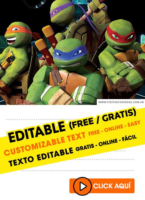 Invitaciones de Tortugas%20Ninja%20Caos%20Mutante gratis para personalizar, compartir por WhatsApp, imprimir y/o descargar en PDF. Elige tu diseño favorito y edita fácil todos los detalles. Haz que tu evento destaque desde el principio. Ninja Turtle Invitations, Invitations For Birthday, Ticket Template Free, Ninja Turtles Mutant Mayhem, Turtle Birthday Parties, Ninja Turtles Birthday Party, Mutant Mayhem, Printable Tickets, Bill Template