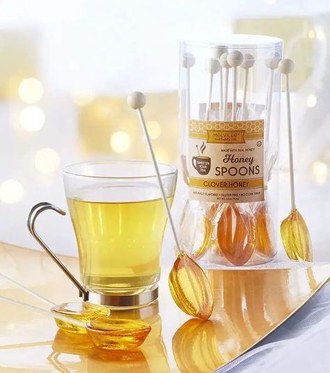 32 Affordable Products For A Cozy Night In Honey Spoons For Tea Diy, Honey Lollipops, Honey Clover, Honey Making, Hampers Idea, Honey Pops, Honey And Clover, Cozy Lighting, Tea Aesthetic