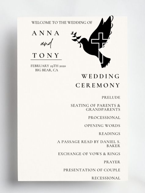 Make your Catholic wedding ceremony a memorable and sacred event with this elegant wedding program template. Purchase it today and effortlessly create a beautiful keepsake that reflects your faith and love. Our wedding program template features a timeless design that combines traditional elements with a modern aesthetic. Tastefully arranged, present the order of events and important information in a clear and organized manner Customizable Sections User-Friendly Editing Print or Digital Options Catholic Wedding Program, Elegant Wedding Programs, Catholic Wedding Ceremony, Order Of Events, Wedding Programs Template, Catholic Wedding, Reading Words, Program Template, Wedding Program