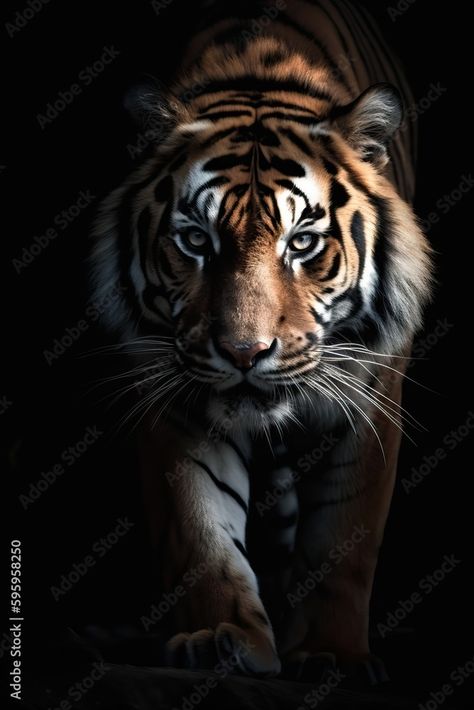 Prowling Tiger, Mini Canvas, Stock Illustration, Close Up, How To Plan, Canvas, Art