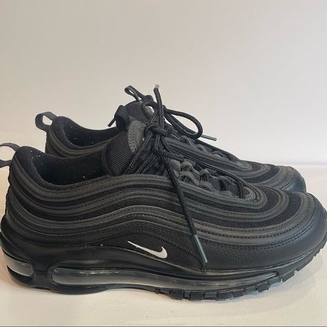 NIKE AIR MAX 97 Nike Air Max 97 Outfit, Air Max 97 Outfit, Black Nike Trainers, Air Max Outfit, Zapatillas Nike Basketball, Tmax Yamaha, All Black Nikes, Black Nike Air Max, Dr Shoes