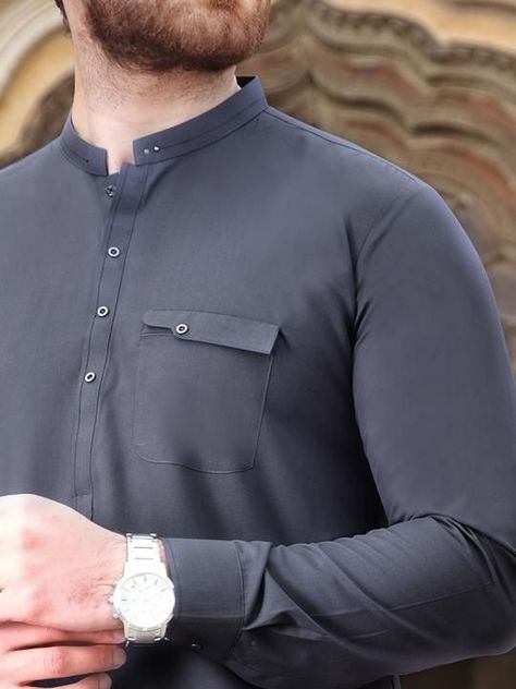 Pocket Design Fashion Men, Kurta Neck Designs, Muslim Men Clothing, Pocket Design Fashion, Collar Ideas, Latest Kurta Designs, Man Dress Design, Men Embroidery, Boys Kurta Design