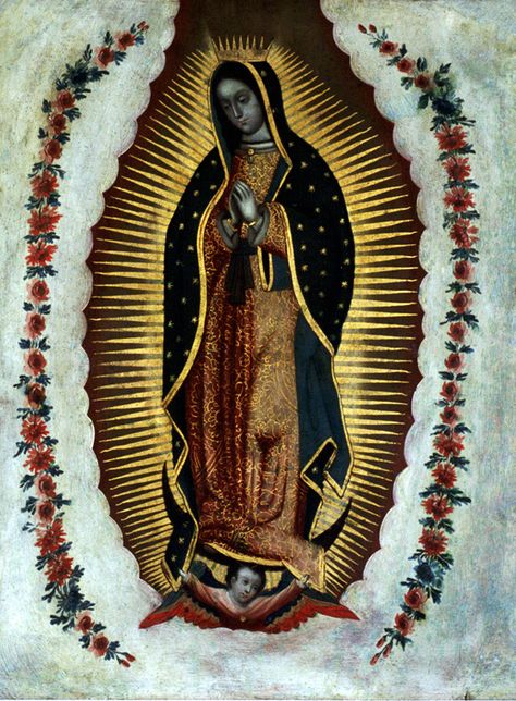 Artist Unknown (Mexican, 18th century), "Our Lady of Guadalupe," 18th century, oil on copper, 16 7/8 x 12 7/8 in., 42.9 x 32.7 cm, Joslyn Art Museum, Gift of E. Kingman, 1957.113 Museum Gift, Catholic Priest, Our Lady Of Guadalupe, Religious Images, Lady Of Guadalupe, Omaha Nebraska, People Together, Spanish Colonial, Catholic Art