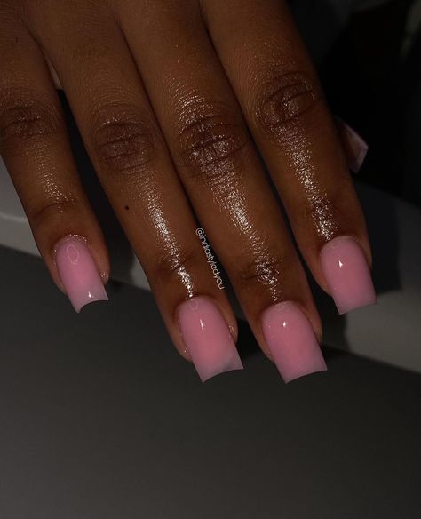 Translucent Pink Nails Short, Dark Pink Clear Nails, Pink Mid Length Nails, Short Acrylic Nails Plain Color, Pink Plain Nails, Clear Pink Acrylic Nails, Translucent Pink Nails, Pink Clear Nails, Toenails Designs