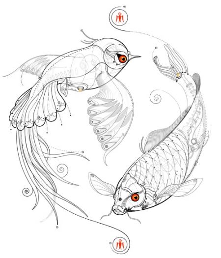 Love Feric - without a doubt one of my favorite illustrators! Bird And Fish Tattoo, Illustration Bird, American Illustration, Secret Location, If Only, Fish Art, Art Plastique, The Natural, Graphic Design Illustration