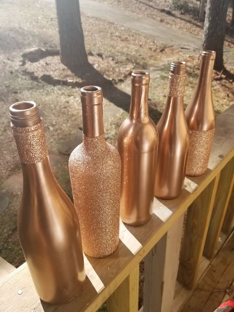 Holiday Event Decor, Glitter Wine Bottles, Glitter Vases, Wine Bottle Centerpieces, Gold Wine, Bottle Centerpieces, Wedding Tablescape, Glitter Wine, Wine Bottle Diy Crafts