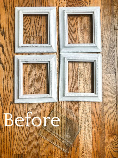 How to Turn Old Frames into Antique Mirrors - Bless'er House Picture Frame Repainting, How To Antique Picture Frames, Picture Frame Mirror Diy, How To Decorate A Frame, Wallpaper In Picture Frames, Repaint Picture Frames Diy, Old Photo Frames Ideas Diy, Making A Picture Frame Diy, What To Do With Old Picture Frames