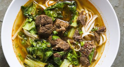 Fragrant Star Anise And Sichuan Peppercorns Add Big Flavor To This Taiwanese Beef Noodle Soup Chipotle Chili Recipe, Taiwanese Beef Noodle Soup, Warm Soup Recipes, Sichuan Peppercorn, Noodle Soup Recipe, Beef Noodle Soup, Red Lentil Soup, Noodle Soup Recipes, Spinach Recipes