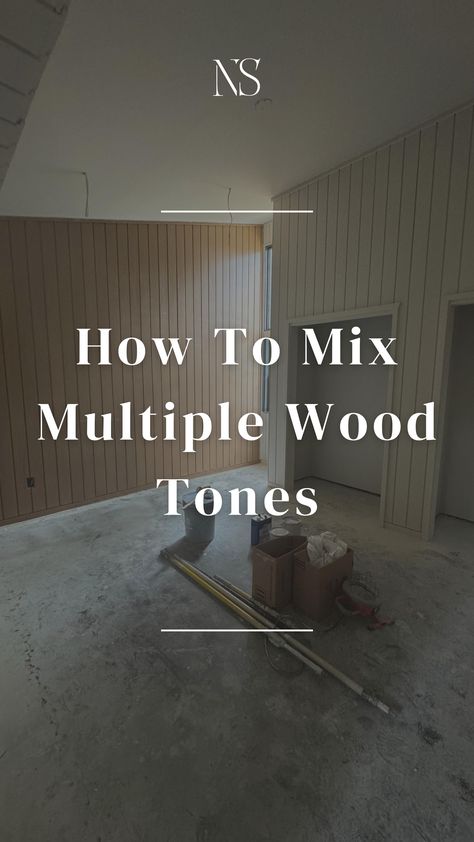 How to mix or match wood floor colors in your home. How to pick a wood floor color when you have wood walls. Tips for mixing wood tones. Vertical wood plank wall. Medium wood tone walls. Interior design tips by Nadine Stay #woodplanks #woodwalls #mixingwood #woodtones Wood Plank Walls Living Room, Mix Of Wood Tones, Living Room Wood Accent Wall Ideas, Wood Siding Interior Wall, Flooring For Wood Panel Walls, How To Combine Wood Tones, Combining Wood Tones Living Rooms, How To Mix And Match Wood Tones, Light Wood Dark Walls