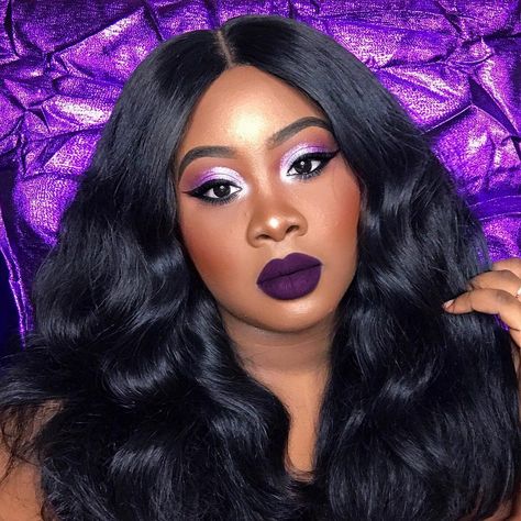 NEW VIDEO UP 😍💕💕✨✨✨ LINK IN BIO !!!! 👏🏾👏🏾 I LOVE PURPLE !!!!! Makeup On Dark Skin Women, Beginner Friendly Makeup, Purple Lipstick Makeup, Dark Purple Lips, Dark Purple Lipstick, Perfect Nude Lipstick, I Love Purple, Eyeshadow Black, Brown Girls Makeup