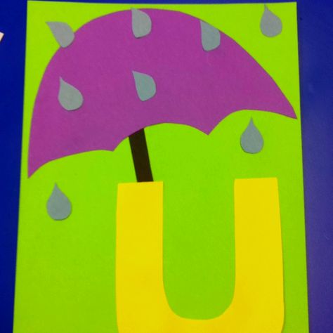 U is for umbrella! U Is For Umbrella Craft, U Is For Craft, U Is For, Umbrella Worksheet, Letter U Crafts For Preschoolers, U For Umbrella, U Is For Umbrella, Umbrella Crafts, Letter U Crafts