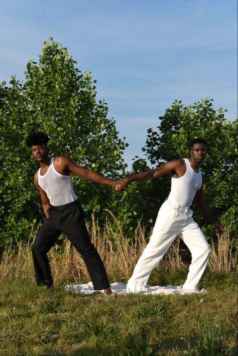 Yin And Yang Photoshoot, Ying Yang Photoshoot, Yin Yang Photoshoot, Twin Editorial, Rebirth Photoshoot, Twins Editorial, Brother Photography Poses, Emergence Magazine, Duet Dance