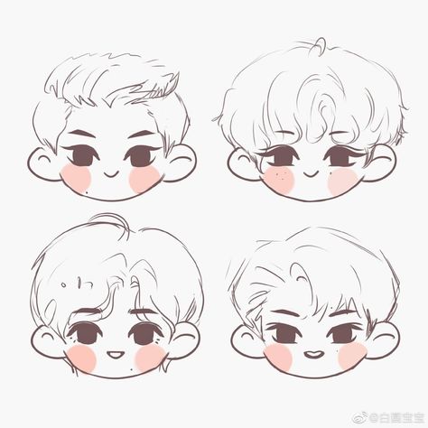 Chibi Guy Hair, Chibi Art Style Reference Poses, Chibi Face Base, Chibi Head Reference, Chibi Style Reference, Chibi Face Reference, Chibi Eyes Reference, Chibi Guy, Chibi Expression