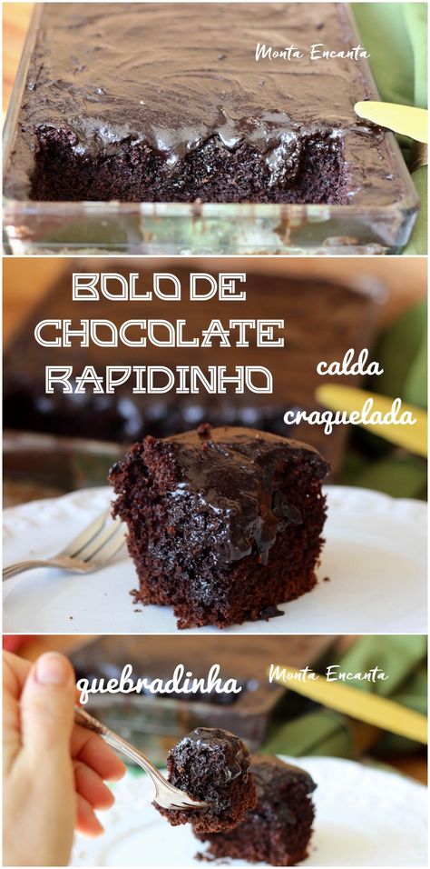 Bolo de Chocolate com calda quebradinha - Monta Encanta Brazilian Food, Cake Roll, Cake Desserts, Chocolate Cake, Chocolates, Food Lover, Sweet Tooth, Cake Recipes, Muffins