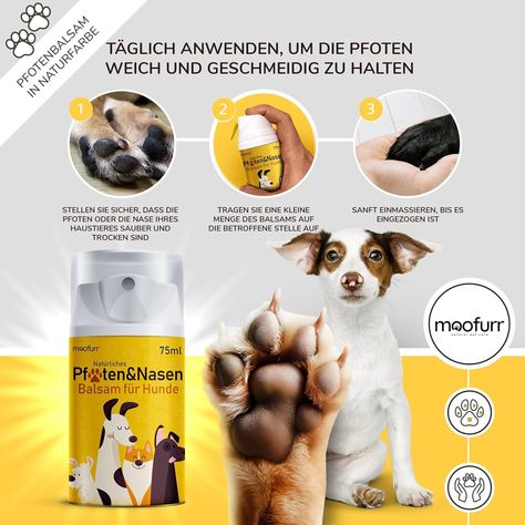 Moofurr Paw Balm & Nose Balm for Dogs - 75 ml Paw Balm for Dogs, Moisturising Cream for Dry Skin, Paw Protection - Nose Balm with Propolis & Vitamin E : Amazon.de: Pet Supplies Dog Paw Protection, Natural Pet Care, Paw Care, Paw Balm, Hygiene Care, Cream For Dry Skin, Dog Paws, Moisturizer Cream, Pet Care