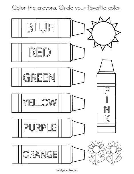 Color the crayons Circle your favorite color Coloring Page - Twisty Noodle My Favorite Color Activities Preschool, Crayons Activities For Preschool, My Favorite Color Worksheet, Crayon Coloring Page, Crayon Activities For Preschool, Color Lesson Plans, Crayon Activities, Crayon Days, Crayon Book