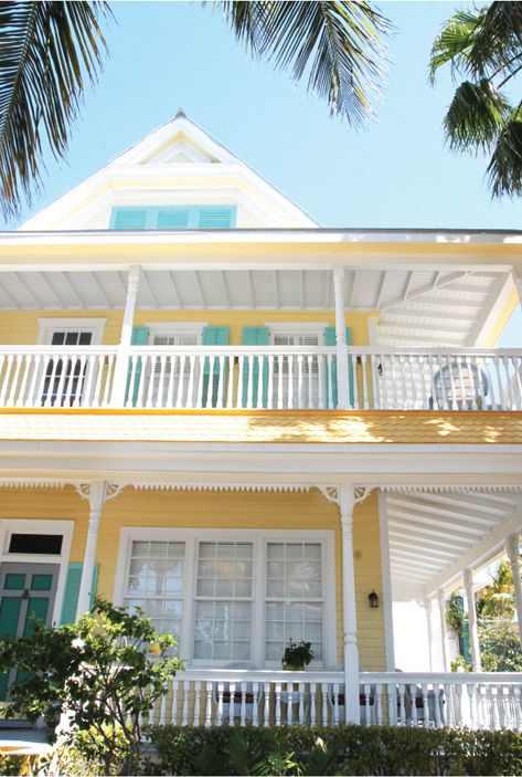 Disney Cruise port of call Key West. Spring Break.  www.pencilshavingsstudio.com Coastal Exterior House Colors Key West, Turquoise Shutters, Yellow Beach House, Colorful Beach House, Coastal Sofa, Case Creole, Bathroom Coastal, Key West House, Coastal Plants