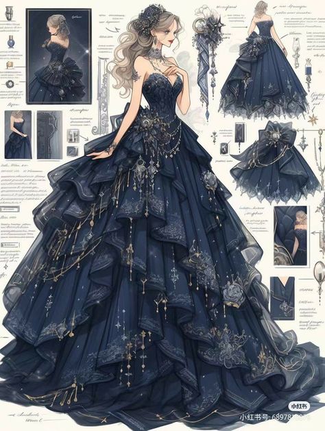 Ball Room Dresses Gowns, Winter Ball Gowns, Dreamy Gowns, Dress Design Drawing, Old Fashion Dresses, Fashion Sketches Dresses, Fantasy Dresses, Fashion Drawing Dresses, Dress Design Sketches