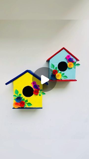 106K views · 4.9K likes | Khushboo Sahu on Instagram: "Bird House DIY/Making Bird House from waste cardboard 🕊🐥  #birdhouse #cardboardcrafts #bestoutofwaste #walldecor #diy #reels #reelsinstagram #crafts" Bird House Craft, Bird House Diy, Homemade Bird Houses, Easy Bird, Birdhouse Craft, Bird Houses Ideas Diy, Unique Bird Houses, Diy Birds, Bird Houses Diy