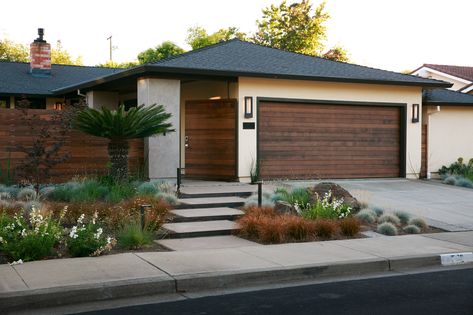 Walnut Creek - Modern - Landscape - San Francisco - by Envision Landscape Studio | Houzz Front Yard Mid Century, Mcm Front Courtyard, Industrial Ranch House, Mid Century Modern Landscape Front Yard, Mid Century Modern Curb Appeal, Lawn Free Yard, Xeriscape Front Yard, Modern Front Yard Landscaping Ideas, Modern Front Yard Landscaping