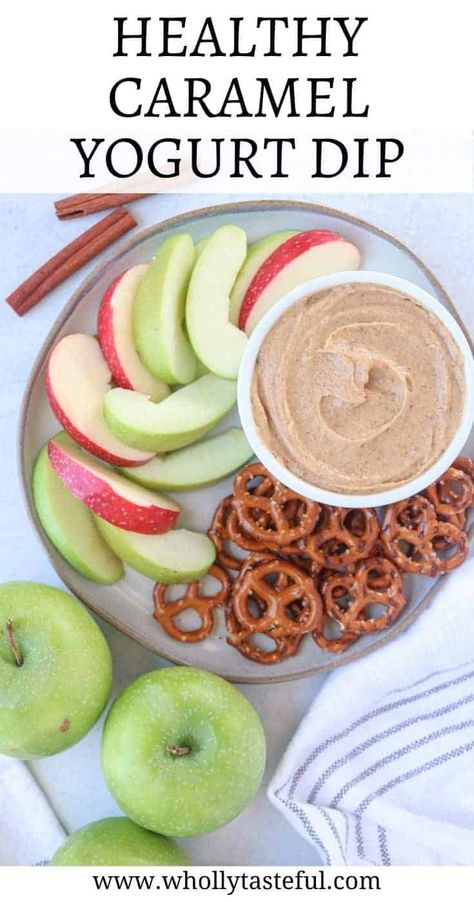 Caramel Apple Dip Healthy, Gluten Free Apple Dip, Apple Dip Healthy, Yogurt Apple Dip, Biscoff Oatmeal, Caramel Yogurt, Blended Baked Oats, Healthy Caramel Apple, Healthy Caramel