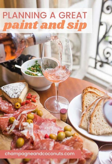 Paint And Sip Menu Ideas, Paint And Sip Charcuterie, Paint And Sip Snack Ideas, Paint And Sip Party Food Ideas, Paint Night Food Ideas, Sip And Paint Party Ideas Food, Paint And Sip Party Ideas For Adults, Sip And Paint Food Ideas, Paint And Sip Food Ideas