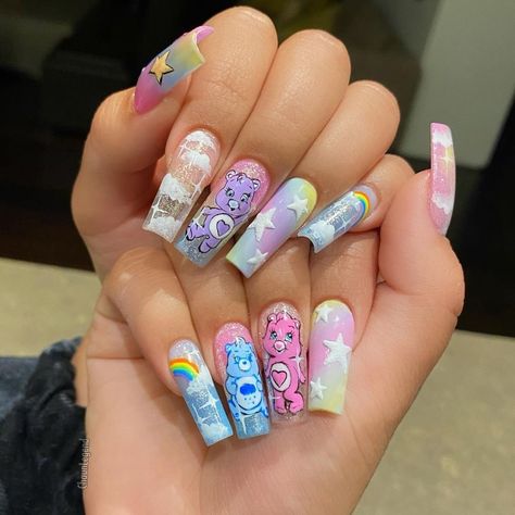 Diy Nails Stickers, Bears Nails, Smink Inspiration, Simple Acrylic Nails, Kawaii Nails, Short Acrylic Nails Designs, Coffin Nails Designs, Fire Nails, Pretty Acrylic Nails