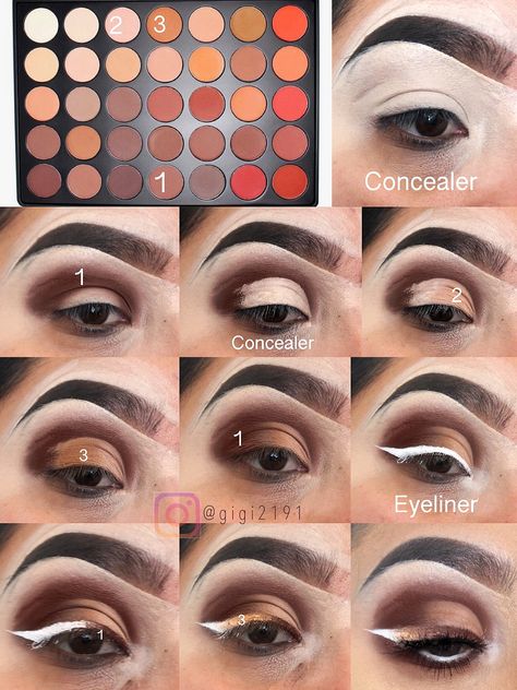 Morphe 350m look by @gigi2191 plouise inspired 350 Morphe Palette Looks, Morphe 35w Palette Looks, Morphe 35v Palette Looks, Morphe 350 Palette Looks, Morphe 3503 Palette Looks Step By Step, Morphe 3503 Palette Looks, White Eyeliner Waterline, White Eyeliner Makeup, Morphe 350