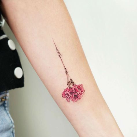 27 Beautiful Carnation Tattoo Ideas and Their Symbolism Carnation Flower Tattoo, Realistic Flower Tattoo, Carnation Tattoo, Watercolor Rose Tattoos, V Tattoo, Flower Tattoo Meanings, Flower Tattoo Back, Flower Tattoo Shoulder, Flower Tattoo Arm