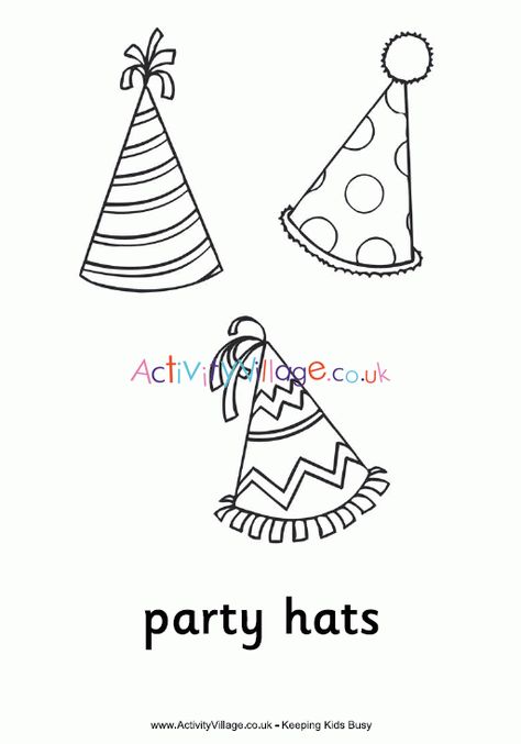 Party Hats Colouring Page Party Hat Tattoo Ideas, Birthday Hat Drawing, Party Hat Drawing, Keeping Kids Busy, Frog Tattoos, Colouring Page, Easy Coloring Pages, Birthday Hat, Custom Wood Signs