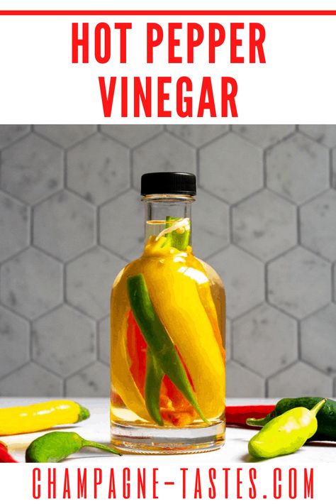 Love hot sauce? This easy hot pepper vinegar is a homemade hot sauce made with fresh chili peppers infused in vinegar. Hot Pepper Vinegar, Pepper Vinegar, Vinegar Recipes, Vegan Tortilla Soup, Herbal Vinegar, Infused Vinegars, Pepper Sauce Recipe, Tabasco Pepper, Homemade Hot Sauce