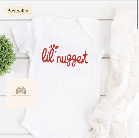 Lil Nugget Onesie, Chicken Nugget First Birthday, Little Nugget Baby Shower Ideas, Chick Fil A Baby Announcement, Nugget Baby Shower Theme, Chick Fil A Pregnancy Announcement, Chicken Nugget Birthday Party, Chick Fil A Baby Shower Ideas, Lil Nugget