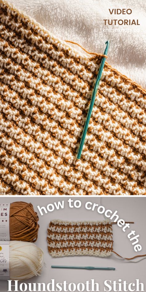 How to crochet the houndstooth stitch! Houndstooth Crochet Pattern Free, Houndstooth Crochet, Crochet Diys, Friends Crochet, Different Crochet Stitches, Crochet Friends, Crochet Tips, Stitch Tutorial, Crochet Tutorials