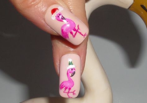 Tropical Holiday Nails, Flamingo Nail Designs, Tropical Christmas Nails, Flamingo Nail Art, Zoya Nail Polish Colors, Nail Art Challenge, Flamingo Nails, Old Nail Polish, Christmas Flamingo