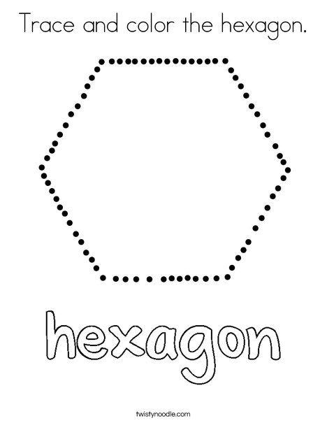 Trace and color the hexagon Coloring Page - Twisty Noodle Hexagon Tracing Worksheet, Hexagon Art Preschool, Hexagon Preschool Activities, Hexagon Worksheets For Preschool, Hexagon Crafts Preschool, Hexagon Activities For Preschool, Preschool Shapes, Kids Shapes, All About Me Crafts