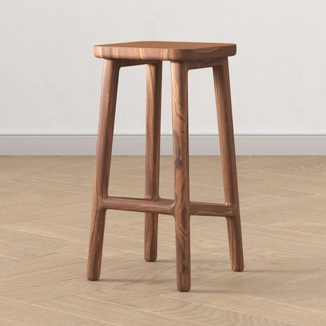 Yves Bar Stool - Walnut – Modern Heritage Viking Chairs, Modern Furniture Table, Workshop Stool, Rustic Wooden Coffee Table, Walnut Stools, Modern Heritage, Wood Chair Design, Counter Stools Backless, Woodworking Table