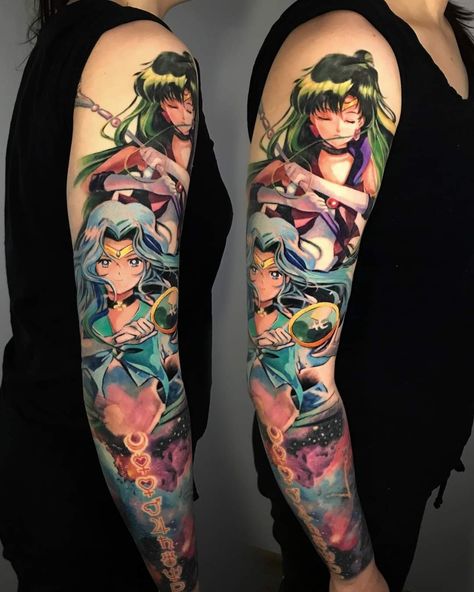 Sailor Scouts Tattoo, Sailor Neptune Tattoo, Sailor Mercury Tattoo, Sailor Pluto Tattoo, Sailor Jupiter Tattoo, Random Tattoos, Sailor Moon Tattoo, Sailor Pluto, Sailor Neptune