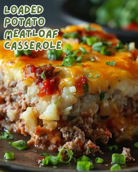 Loaded Potato Meatloaf, Potato Meatloaf Casserole, Meatloaf Casserole, Mashed Potato Casserole, Recipes Family, Food Meat, Loaded Potato, Family Cooking, Casserole Recipe