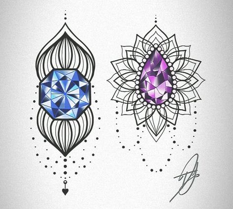 Gem Stone Tattoo Design, Gem Tattoo Design, Jewel Tattoo Design, Led Zeppelin Tattoo, Ornate Tattoo, Classy Tattoo, Stone Tattoo, Gem Tattoo, Rose Hand Tattoo