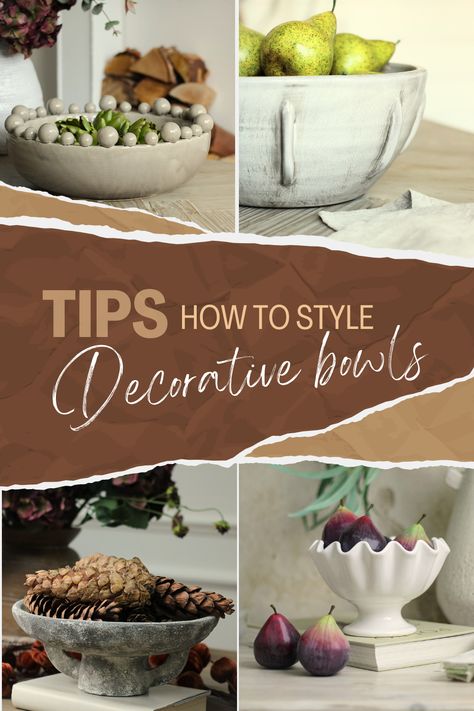 Discover how to style decorative display bowls in your living room with Ivy Grey Interiors. Explore our range of rustic ceramic, minimalist, and statement glass bowls, paired with faux fruits for a timeless look. Perfect for adding character to your home. Bowl Decoration Ideas, Large Bowl Decor Ideas, Crystal Bowl Decor Ideas, Large Decorative Bowl, Rustic Ceramics, Live Beautifully, Gray Interior, Crystal Bowls, Fruit Bowl