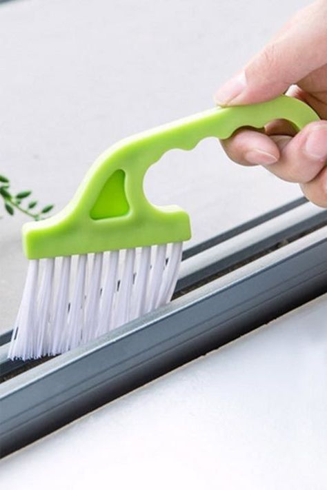 BUY NOW: $7, amazon.com  Nothing is more satisfying than watching this narrow tufted brush sweep away dirt in the door and window tracks in your home. Nothing. Shower Door Track, Sliding Door Track, Cleaning Brushes, Cleaning Gadgets, Gadgets And Gizmos, Kitchen Cleaning, Window Cleaner, Design Case, Clean Kitchen